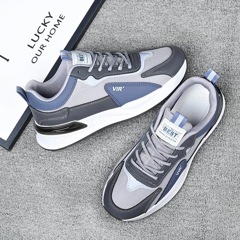 Мужская обувь 2024 года, новые модные кроссовки для мужчин, кожаная обувь, удобная легкая повседневная обувь для прогулок на открытом воздухе