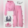 Kids Cartoon Casual Fashion Outfit Set Long Sleeve Top & Pants
