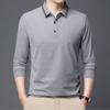 Рубашка поло мужская с длинным рукавом повседневная новая осенняя свободная полосатая футболка с лацканами для молодежи и людей среднего возраста
