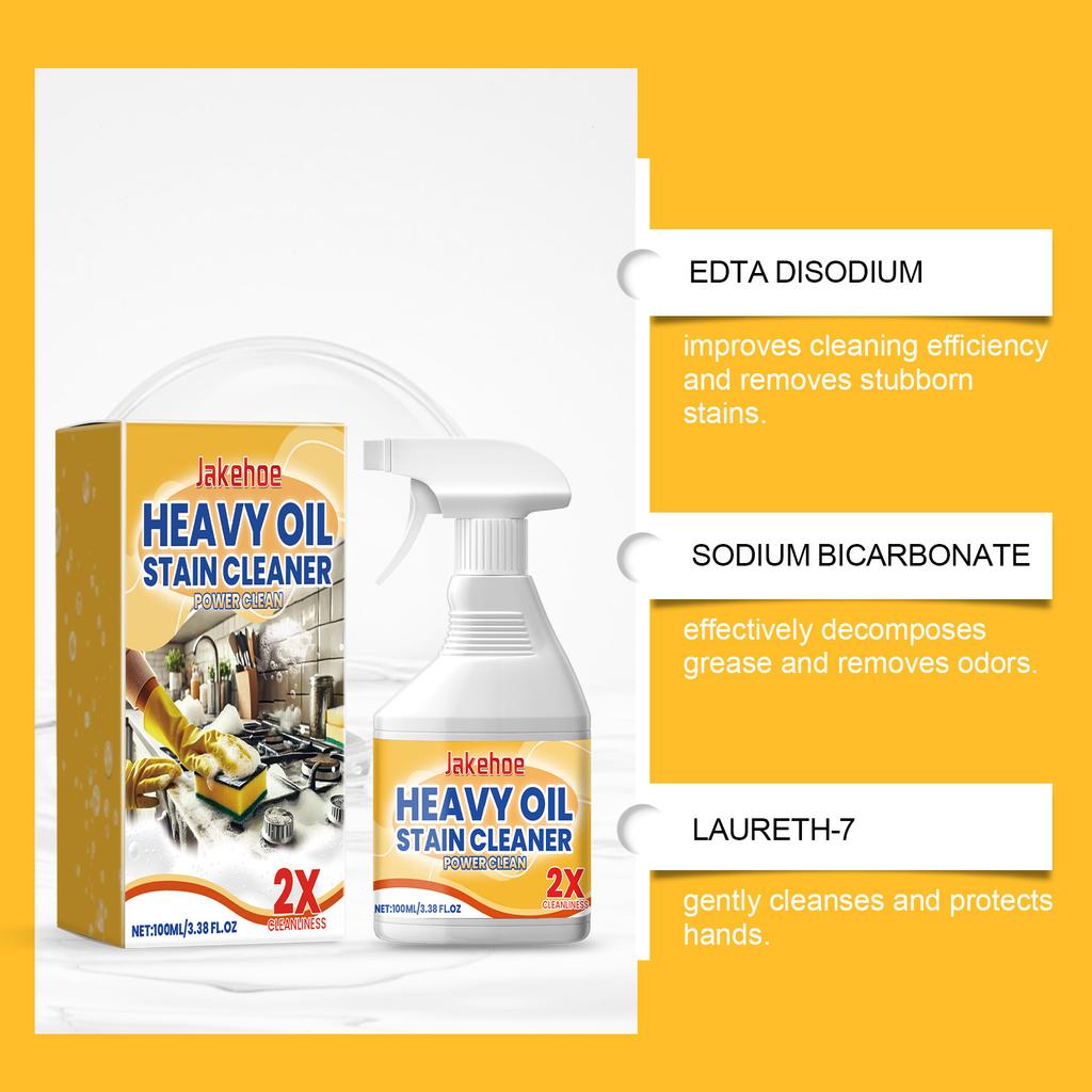 JAKEHOE Kitchen Grease Dissolving Spray Heavy Duty Degreaser for Range Hood Stove Cookware Stain Cleaning