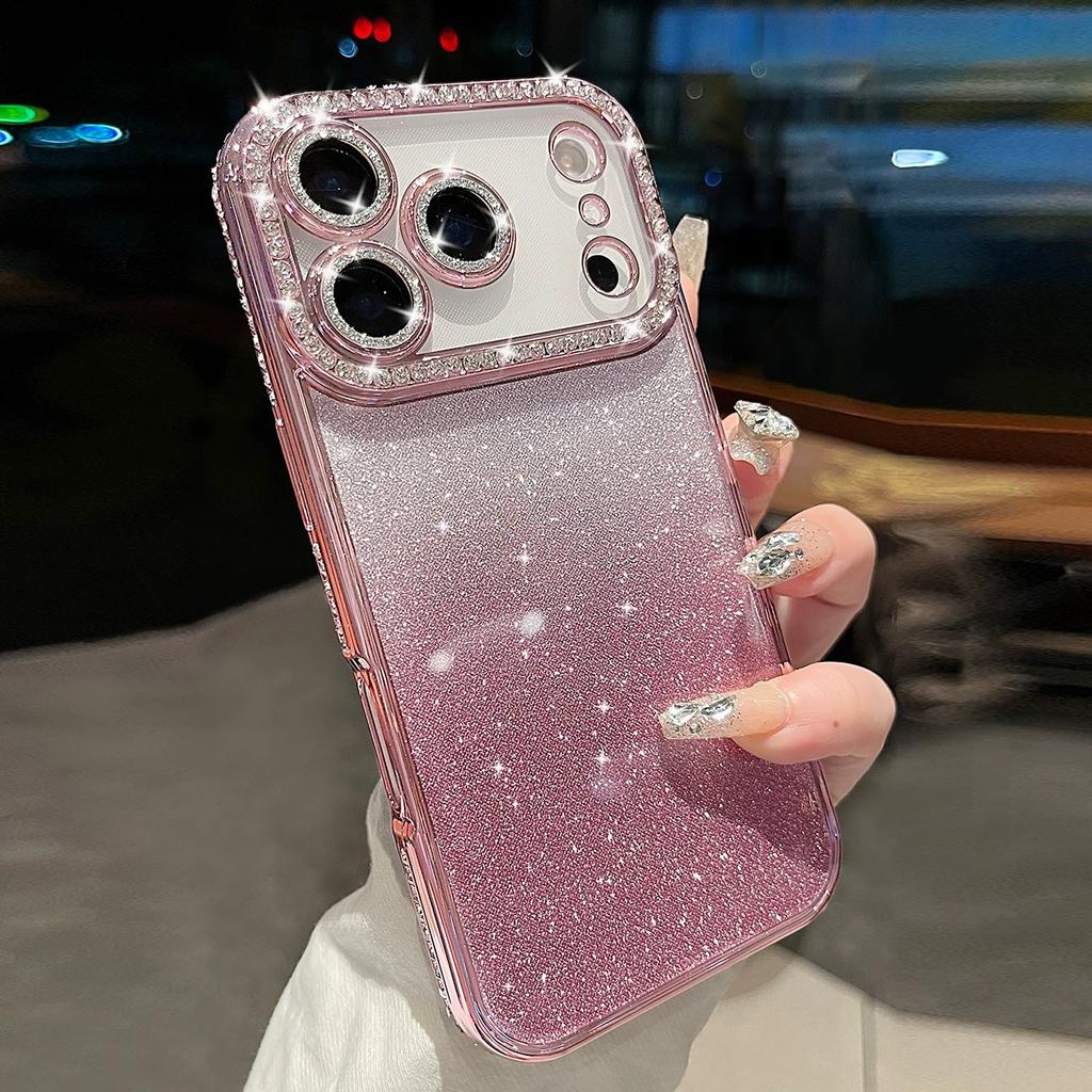 Премиальная рамка со стразами для iPhone17PROMAX оранжевый чехол для мобильного телефона Apple 15 постепенное изменение блестки всесторонний