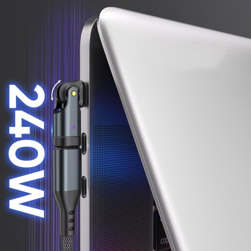 Поворотный на 180° USB C на USB C Адаптер PD 240 Вт Быстрая Зарядка 480 Мбит/с Совместимый Для Телефона Ноутбука Планшета Быстрая Зарядка Устройств