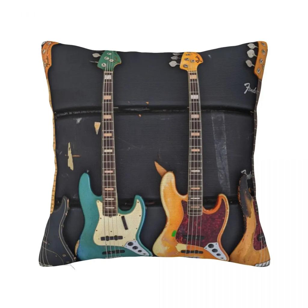 Наволочка для подушки с гитарой и басом, Музыкальная, Смешная, Мягкая, С принтом, Чехол для подушки, Наволочки для дивана, Домашний декор