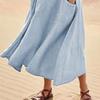 Women Summer Dresss O Neck A-line Loose Hem Sleeveless Pockets Soft Breathable Casual Mid-calf Length Sundress Daily Midi Dress