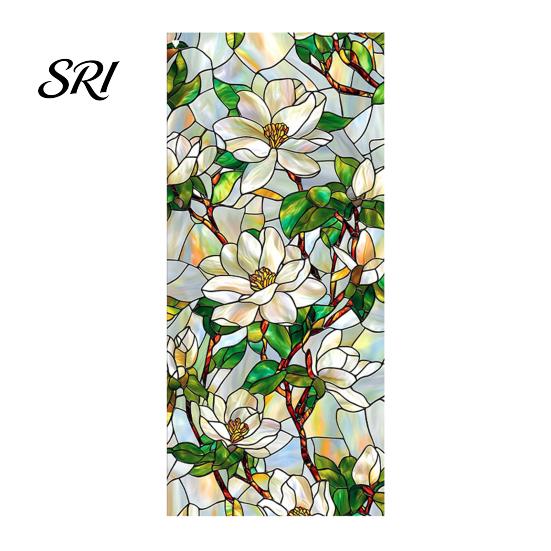 Non Adhesive Window Decal Privacy Film Stained Glass Floral Static Cling Decorative Sticker UV Blocking Heat Control for Doors Windows Decoration
