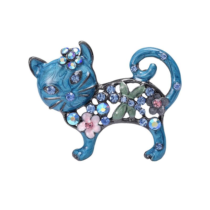 1 шт. Металлическая женская эмалевая повседневная брошь-булавка в виде цветка и животного, подарки, броши со стразами, броши в виде кошек