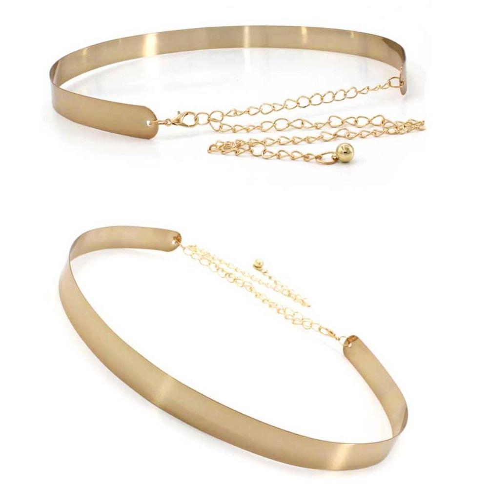 Women Gold Silver Mirror Waistband Fashion Dress Bling Waistband New Metal Designer Belt