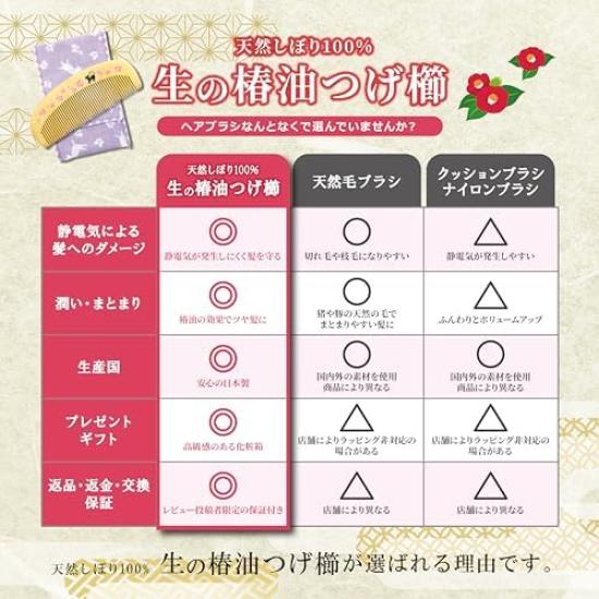 Расческа из самшита Сделано в Bisugata no Wa Натуральное масло камелии Кошка x (Styleneo) Расческа, Расческа, Япония, Деревянная, Расческа, 100% (Дизайн с цветами, 4.7