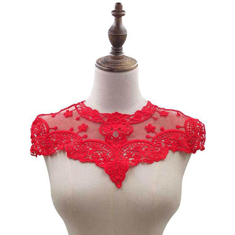 Hollow Fake Collar Embroidered Flowers Fake Collar Cotton White Shawl Doll False Collar Decorative Shirt Collar Detachable Shawl