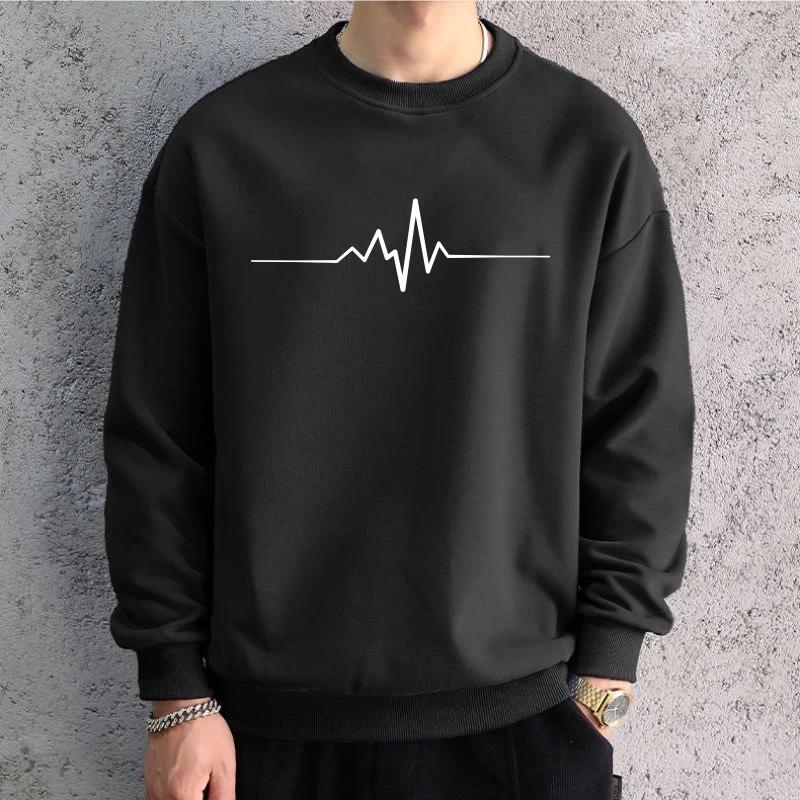 Men Oversized Graphic Sweatshirts Hoodied Korean Simplicity Printed Long Sleeve Cotton Hip Hop Sports Top Men Clothes Pullovers & Long Sleeves Men’s