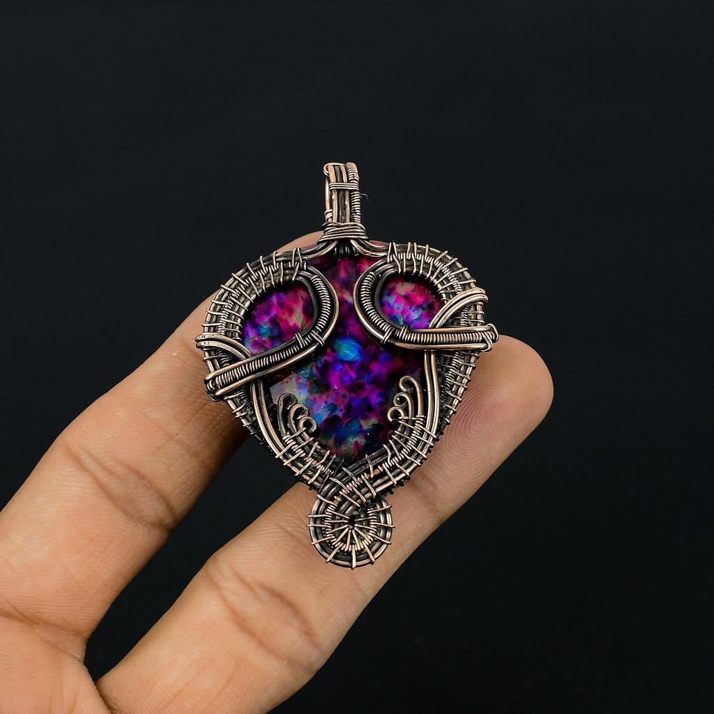 Multi Flash Labradorite Pendant, 999 Copper Wire Wrapped Jewelry, Handmade Pendant Gemstone Jewelry, Gifts For Wife Brand New Pendant