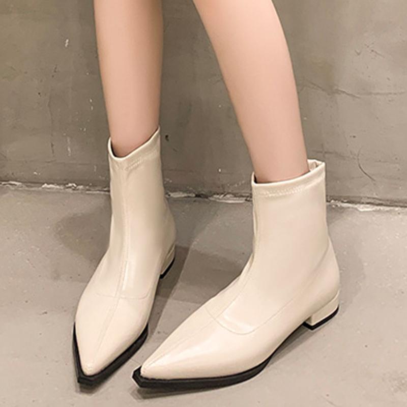 Острый носок женские зимние ботильоны массивные сексуальные зимние туфли кожаные дизайнерские модные ботинки челси 2024 тренд новые ботинки челси