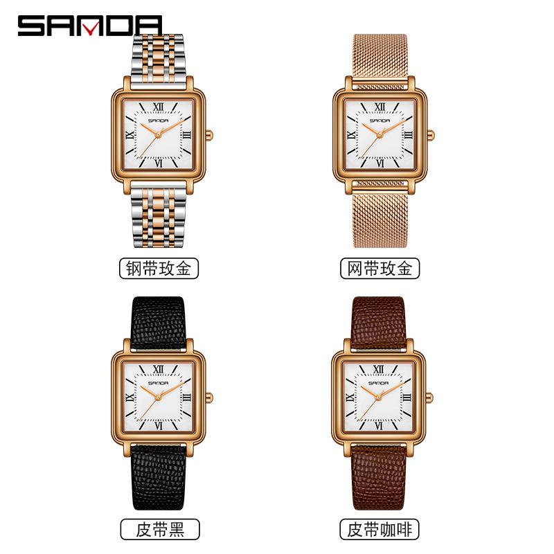 SANDA Новые продукты Кварцевые часы Roman Digital 1103 Кожаные плетеные креативные персональные часы оптом