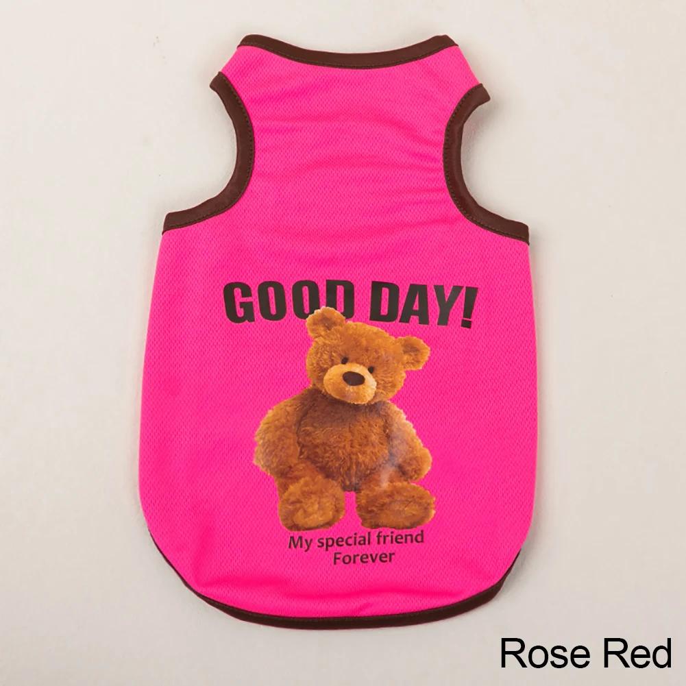 Spring  Dog Vest Thin Breathable Puppy Clothes Cute Bear Printed Cat T-shirt Sleeveless Chihuahua Pullover Pet Supplies