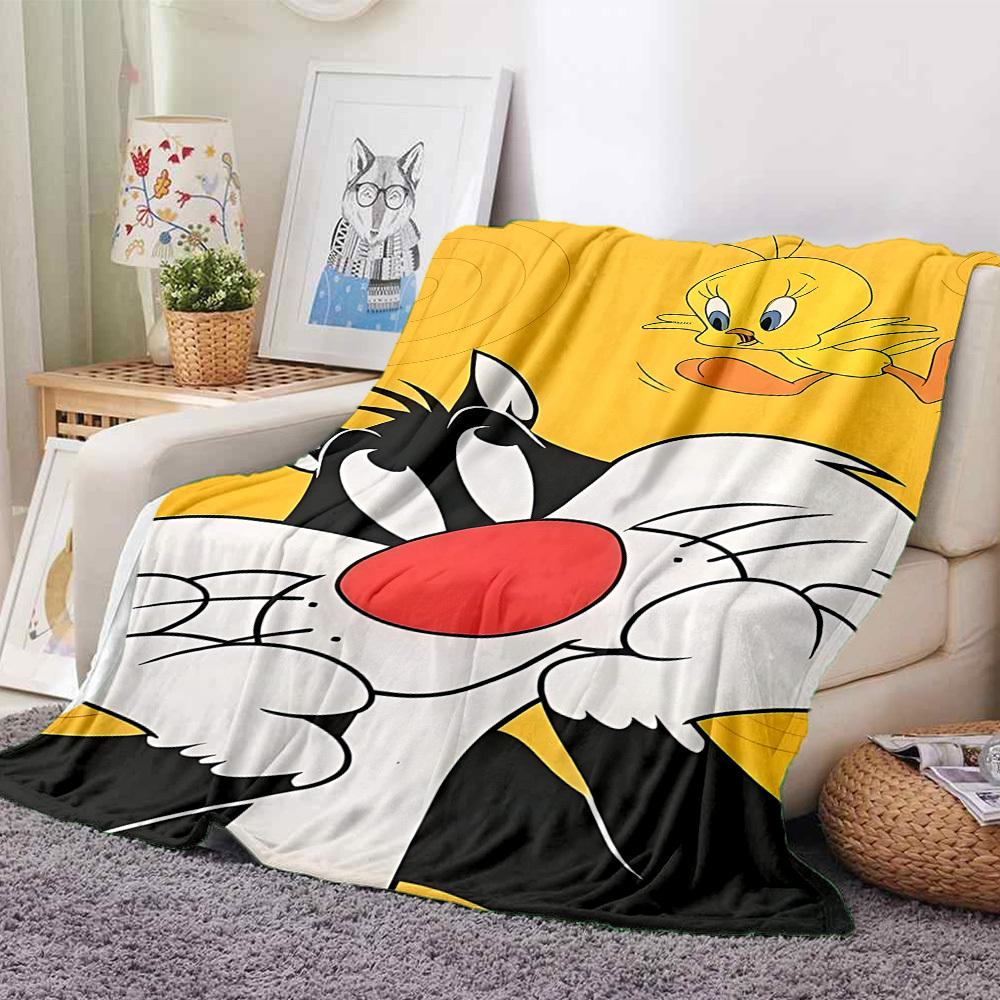 1 шт. Сильвестр и Твити Looney Tunes Фланелевое покрывало - HD-печать, легкое, мягкое, теплое, всесезонное покрывало для дивана, кровати, путешествий020
