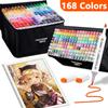 40/60/80/168 Colors Alcohol Markers Set Dual Tips Permanent Art Marker Pen for Coloring Painting Sketching and Drawing