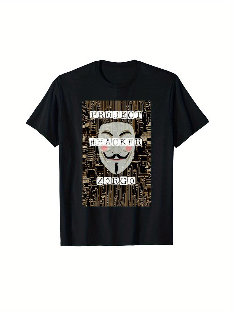 Men'S Anonymous Hacker T-Shirt- Anonymous Mask& Guy Fawkes Graphic With#Freehugs Print- Casual Tee for Tech Events