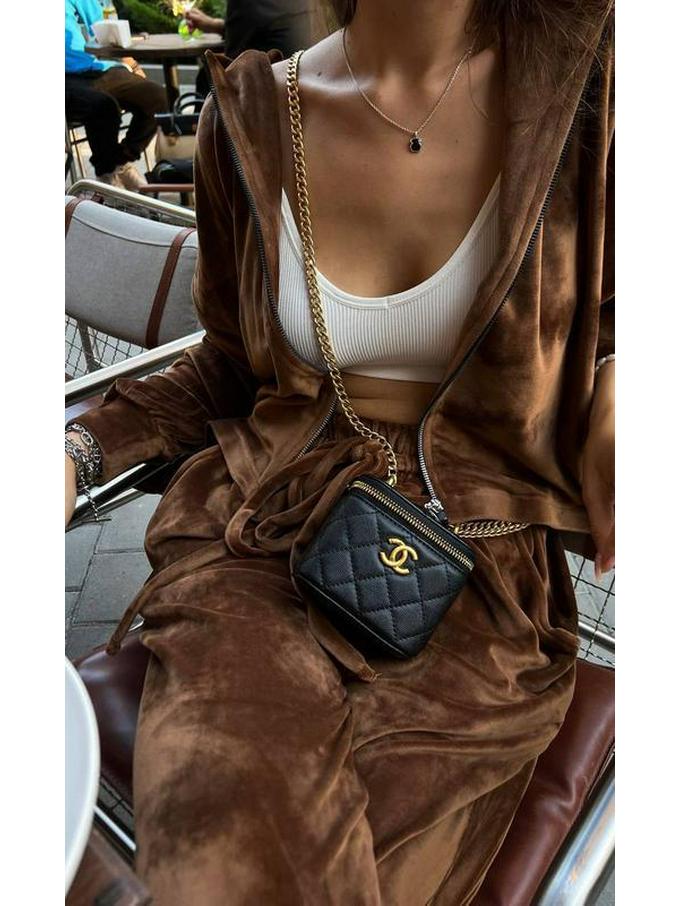 25-я годовщина Ранняя осень Мода Золотой бархат Молния Кулиска Повседневный комплект для женщин