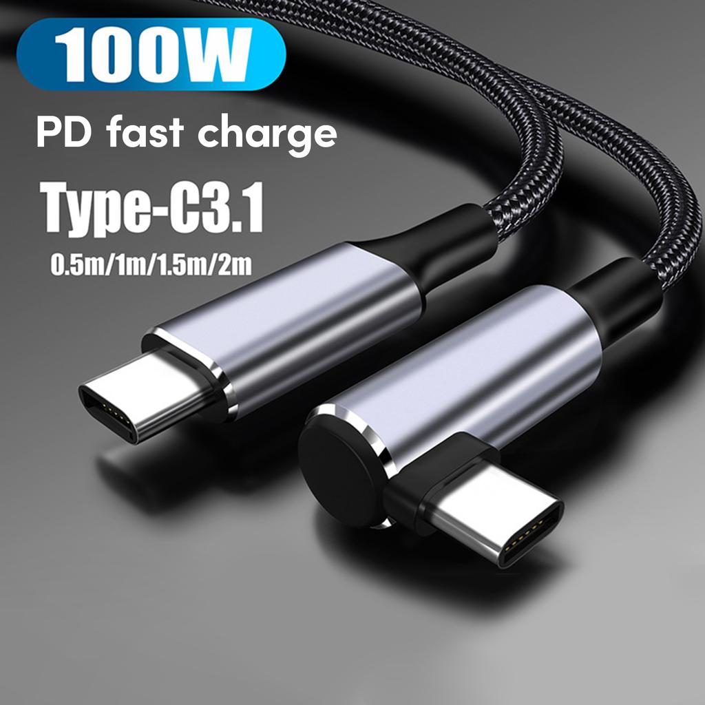 PD100W Type-C USB C 90-градусный кабель для передачи данных 100 Вт 480 Мбит/с быстрая зарядка нейлоновый шнур линия передачи данных