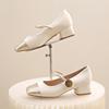 French Thick Heel Mary Jane Shoes Women's 2025 Spring and Autumn New Retro Square Head Light Mouth Single Shoes with Skirt Small Single Shoes