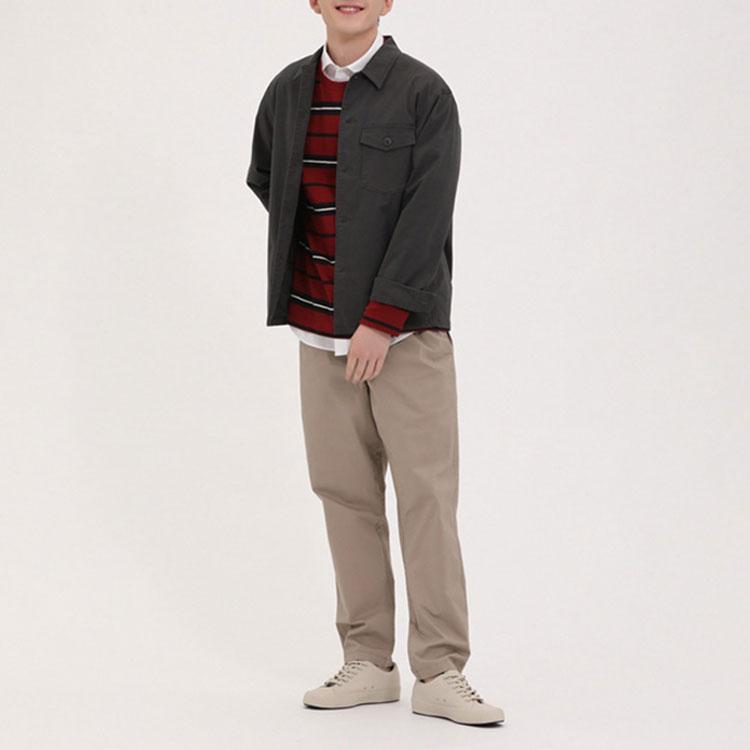 Uniqlo Однотонная повседневная куртка-рубашка мужская куртки Темно-серый 451749-08