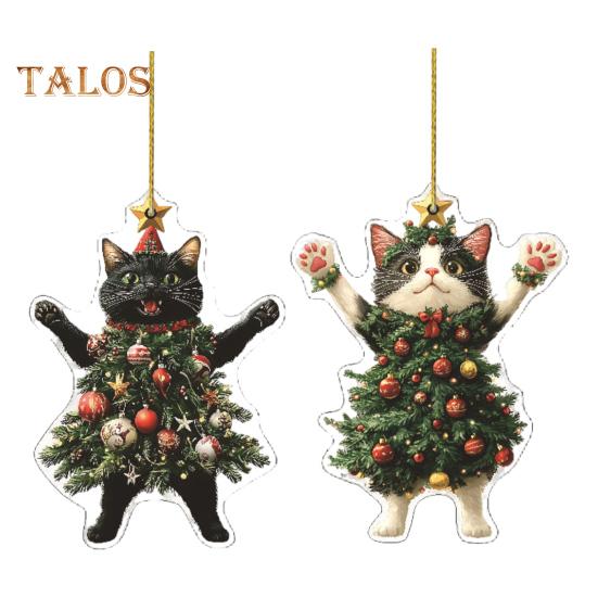 1/2 шт. Рождественский кулон, украшение в виде рождественского шара, украшение в форме кошки, праздничное подвесное украшение со шнурком, рождественский подарок