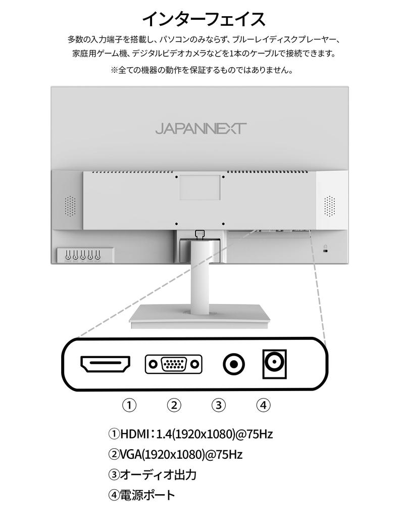 JAPANNEXT Inch Monitor Full HD 1920x1080 Resolution IPS Display Light 21.5 (HDMI/Built-in speaker/VESA compatible/Blue Cut) JN-IPS215FHDR-W
