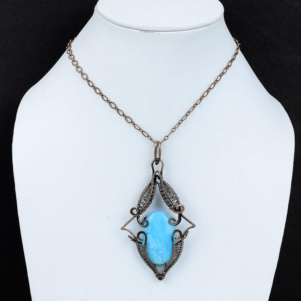 Подвеска из гемиморфита, медная проволочная обертка, подвеска из натурального драгоценного камня, медные украшения для подарка, антикварный кулон ручной работы, дизайнерские украшения