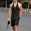 Mens Strap Sleeveless Striped Print Romper Jumpsuits Overalls