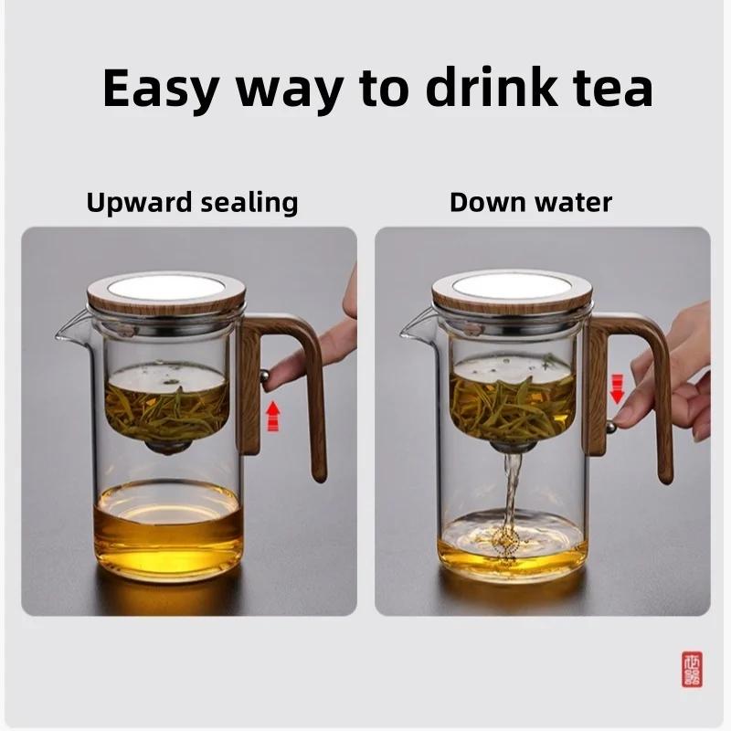 600/800 мл стеклянный чайник с магнитным переключателем One Click фильтрация чая чайник чайная утварь заварочный чайник водоотделение внутренний контейнер