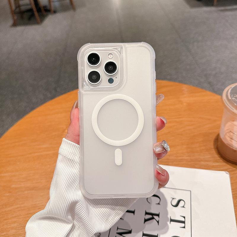 For IP16promax Magnetic Defense Three-in-one Transparent TPU+PC Upper and Lower Cover Ins Wind and Anti-fall Mobile Phone Case