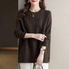 Middle-aged Mother Autumn Winter Round Neck Sweater Women Loose  Top Knitted Base Shirt