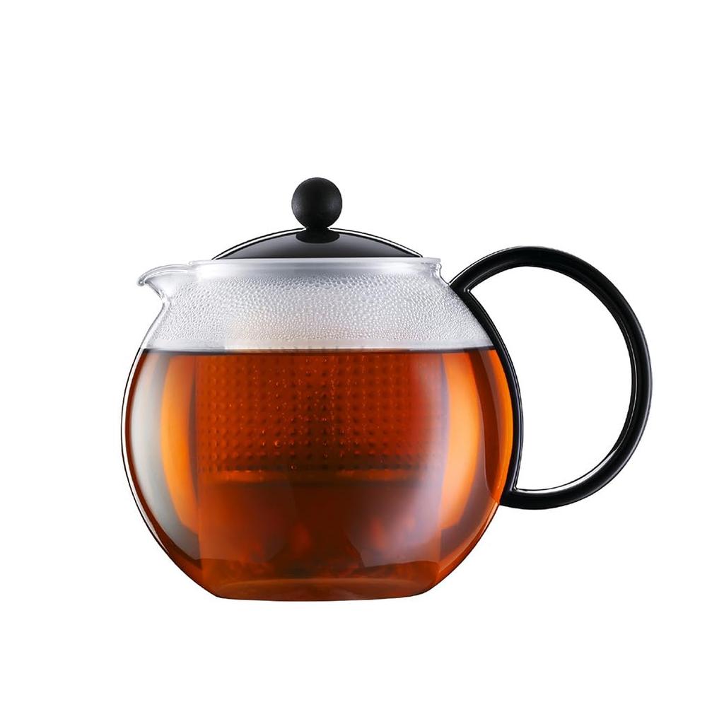 BODUM ASSAM Френч-пресс для чая 1000 мл Черный Чайник/Заварник (Черный чай, Зеленый чай, Китайский чай, Травяной чай, Фруктовый чай) с пластиковым фильтром и стеклянным стаканом, О