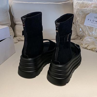 8 см Летние сандалии на танкетке, кроссовки, новые женские босоножки с открытым носком, на высокой платформе, повседневные ботильоны, дышащие тапочки для ходьбы