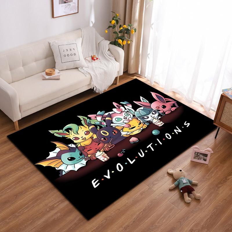 Japanese Anime Pokemon Pikachu Eevee Large Area Rug 3D Carpet Home for Living Room Kids Bedroom Sofa Doormat Children Floor Ma