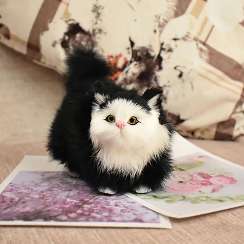 Новый Милый Симуляция Котенок Животное Кошка Украшение Подарок Домашний Автомобильный Орнамент Поделки Плюшевая Фигурка Миниатюрная Модель для Рождественской Вечеринки