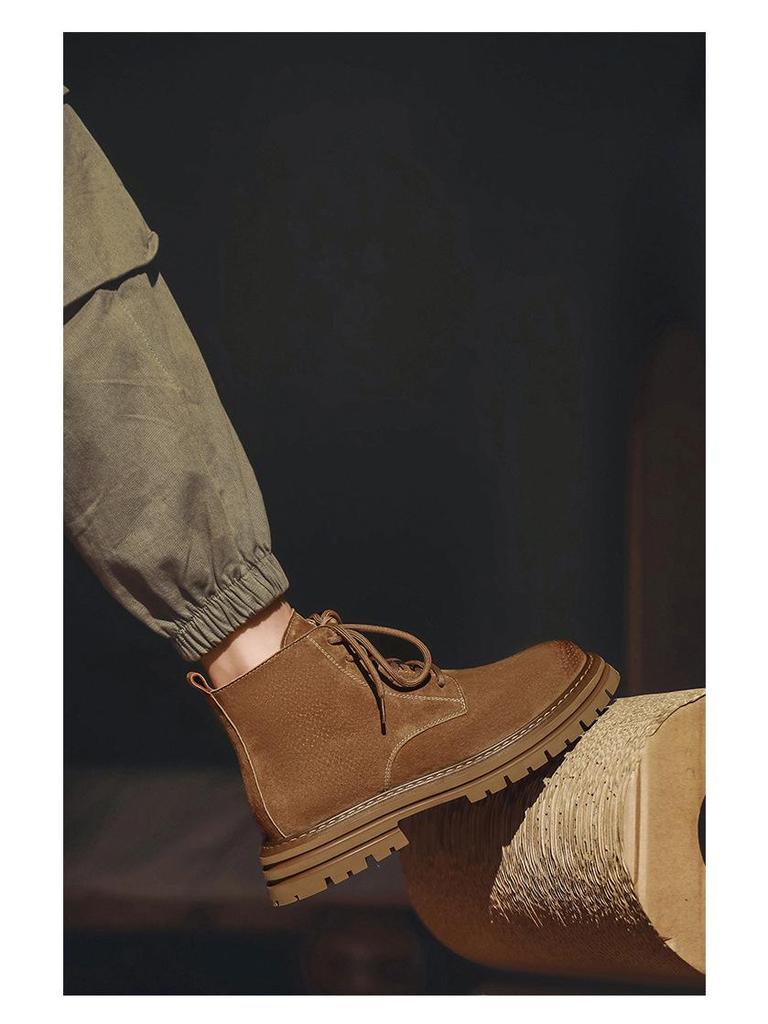 Мужские короткие ботинки Martin Retro 2024 года: Модные универсальные желтые рабочие туфли в британском стиле на осень