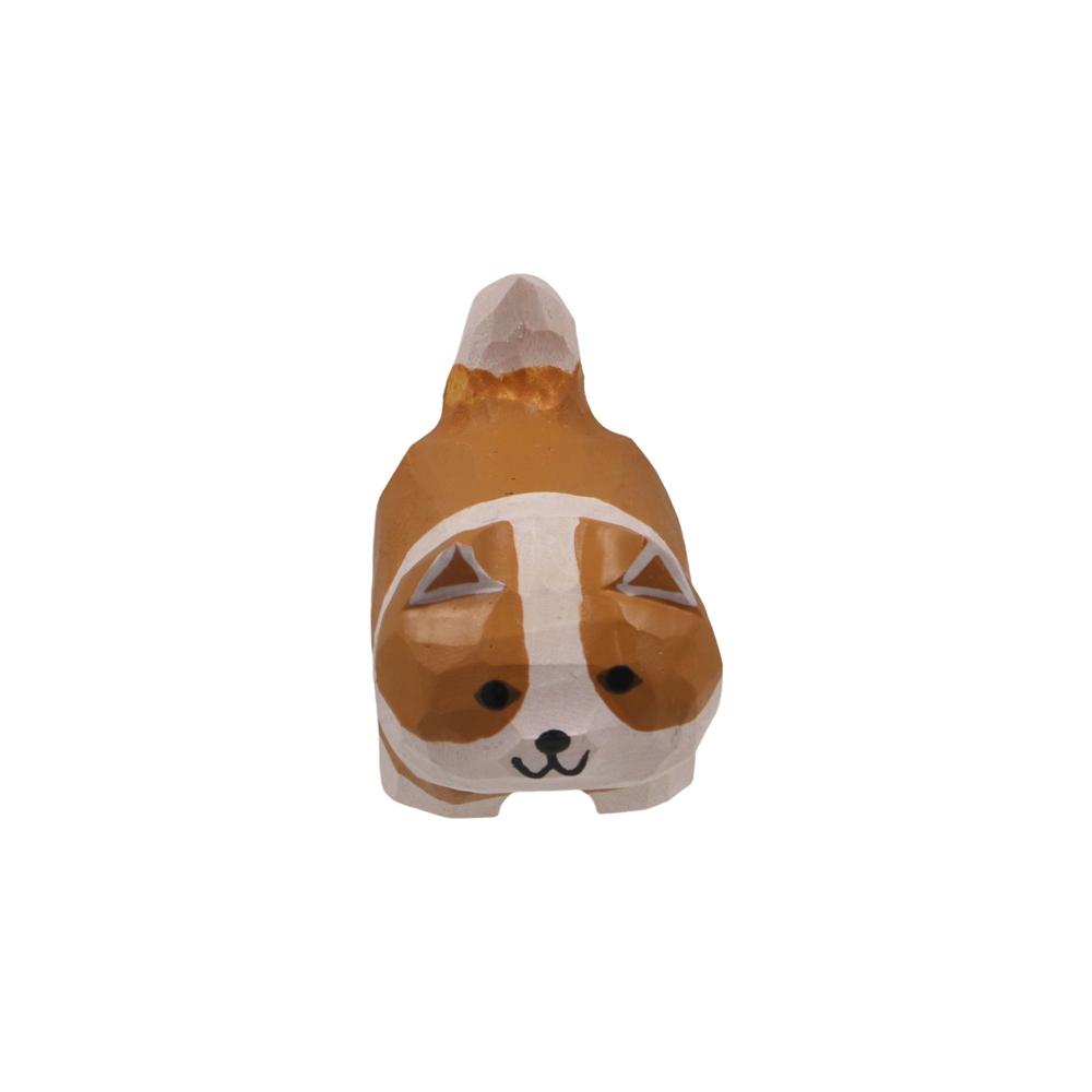 Mini Cat Dog Statues Painted Small Animal Dolls Desktop Accessories Wooden Animal Figurine Home