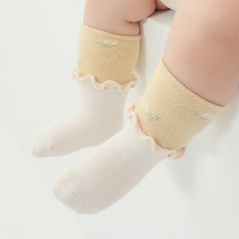 Newborn Infants Frilly Socks Soft Girls Cotton Sock For Kids Flower Pattern Children's Sock High Quality Baby Socken