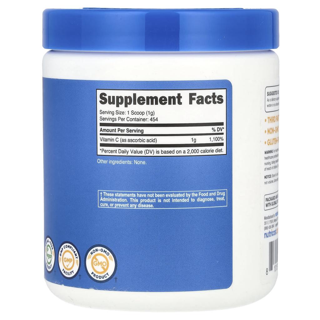 Vitamin C, Unflavored, 454G(16.2Oz)