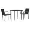 VidaXL Ensemble à Manger de Jardin avec Coussins 3 pcs, Chaises à Manger avec Accoudoirs, Ensemble de Meubles avec Table, 3186939