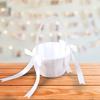 Wedding Flower Girl Basket Satin Bowknot White Basket with Faux Pearl Handle Hand Held Wedding Basket for Ceremony Party Decor