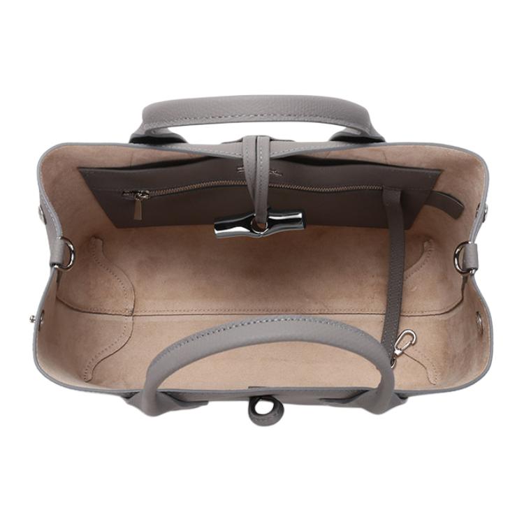 Longchamp Le Roseau 30 Solid Color Bamboo Buckle Leather Crossbody Tote Bag Medium Women bags Dove-Gray 10058HPNP55