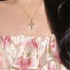 Sterling Colorful Zircon Cross Pendant Necklace Women Trendy Locket Chain Sweet Edgy Style