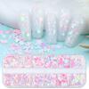 Yousheng Mermaid Iridescent Glitter Nail Sequin 12 Grids Star Moon Heart Rabbit Butterfly Shape Shiny Nail Art Sequins Various Styles Manicure