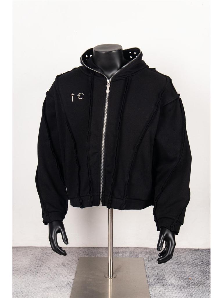 Тяжелый стираный кардиган с капюшоном Thug Club с пэчворк-дизайном батик - Модный унисекс топ