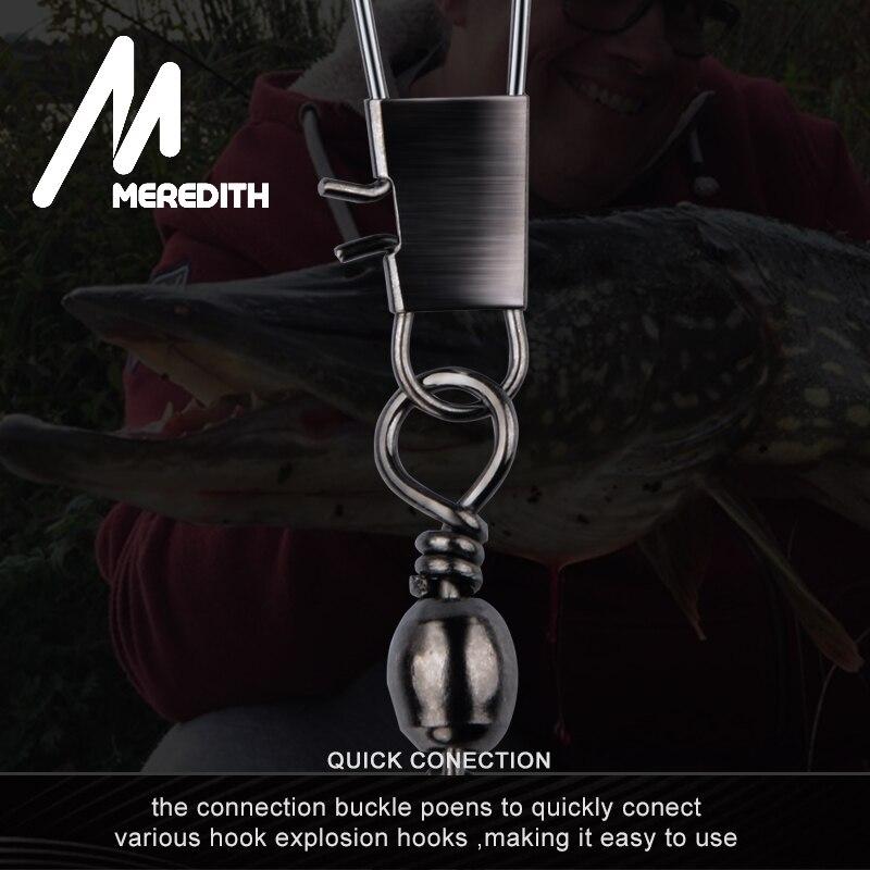 MEREDITH 50 шт./лот, соединительный штифт для рыбалки, подшипник, вертлюг из нержавеющей стали с оснасткой, рыболовный крючок, приманка, аксессуары для снастей