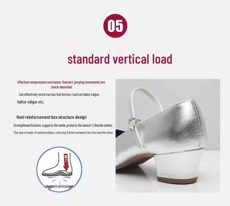 Женские серебристые туфли на среднем каблуке из мягкой кожи для бальных танцев