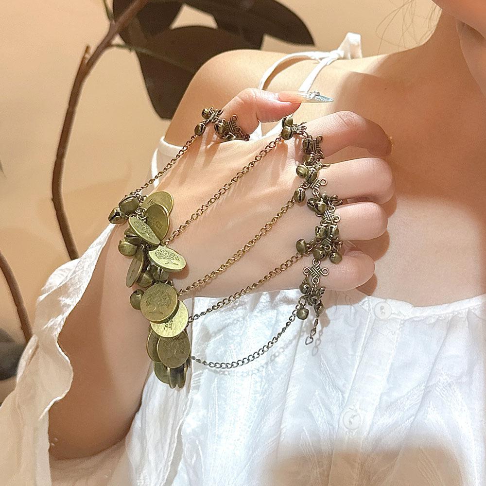 Zixia Fairy Same Style Bracelet, Retro Ethnic Jewelry, Exotic Bracelet, National Style Dance Bracelet, Bracelet and Ring Integrated