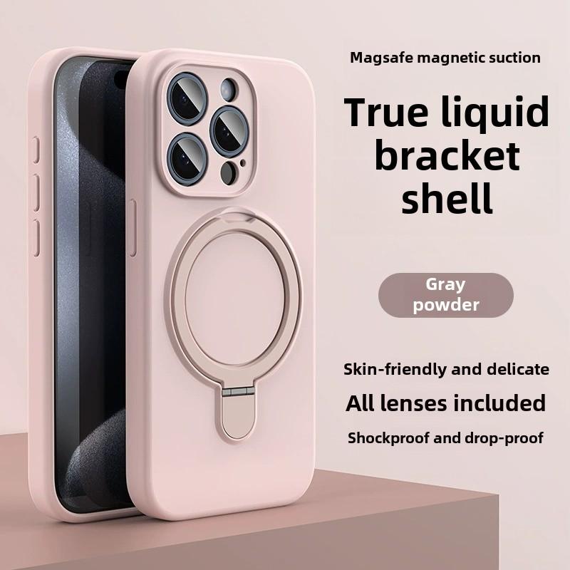 Чехол-подставка с магнитным кольцом из жидкого силикона для Magsafe IPhone 16 15 14 13 12 Pro Max Plus 16Pro 15Pro Mag Safe Чехол для телефона